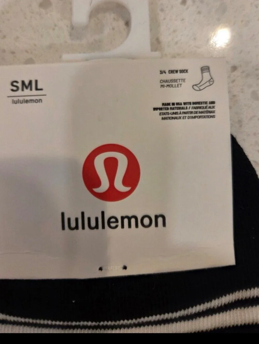 Lululemon Womens Logo Ankle Socks Small BNWT With Box5 Pair Black & White